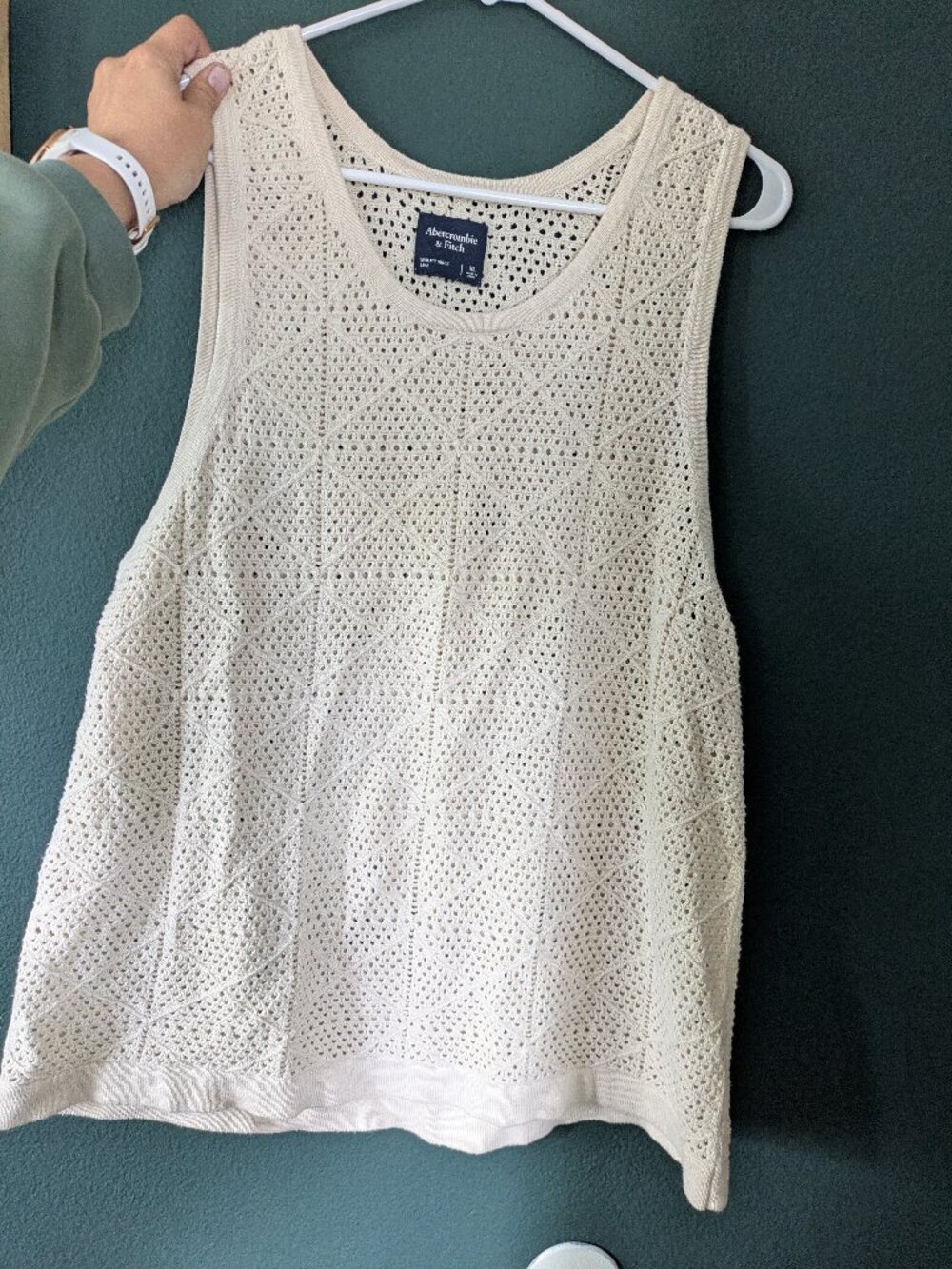 Abercrombie & Fitch Men's XL Crochet Tank Top in Cream